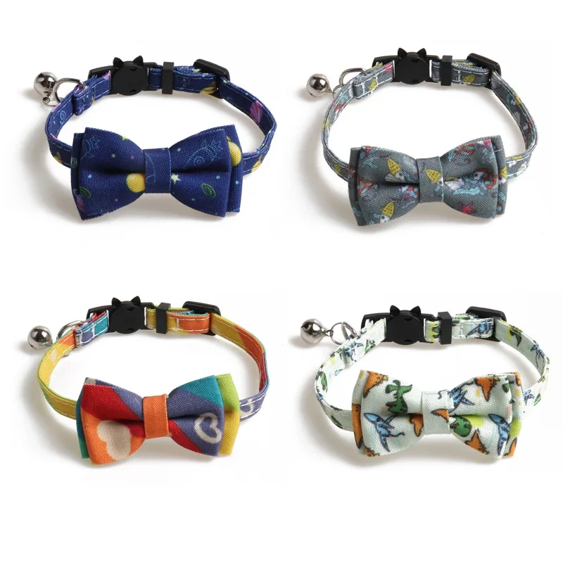 Pet Bow Collar With Kitty Safety Buckle Universe Series Puppy Dogs Cat Collars