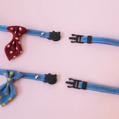 Adjustable Safety Buckle British Style Wedding Polka Dot Print Pet Cat Dog Collar Bow Tie for Cats & Dogs With Bell