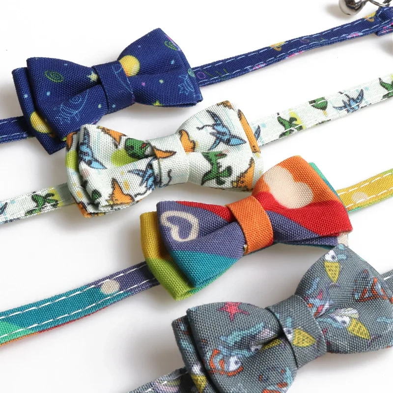 Pet Bow Collar With Kitty Safety Buckle Universe Series Puppy Dogs Cat Collars