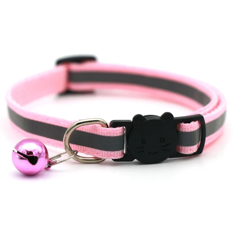 Reflective Breakaway Cat Collars with Bells Safety Buckle Kitten Collar Adjustable for Girl Cats Boy Male Cats Pet Accessories