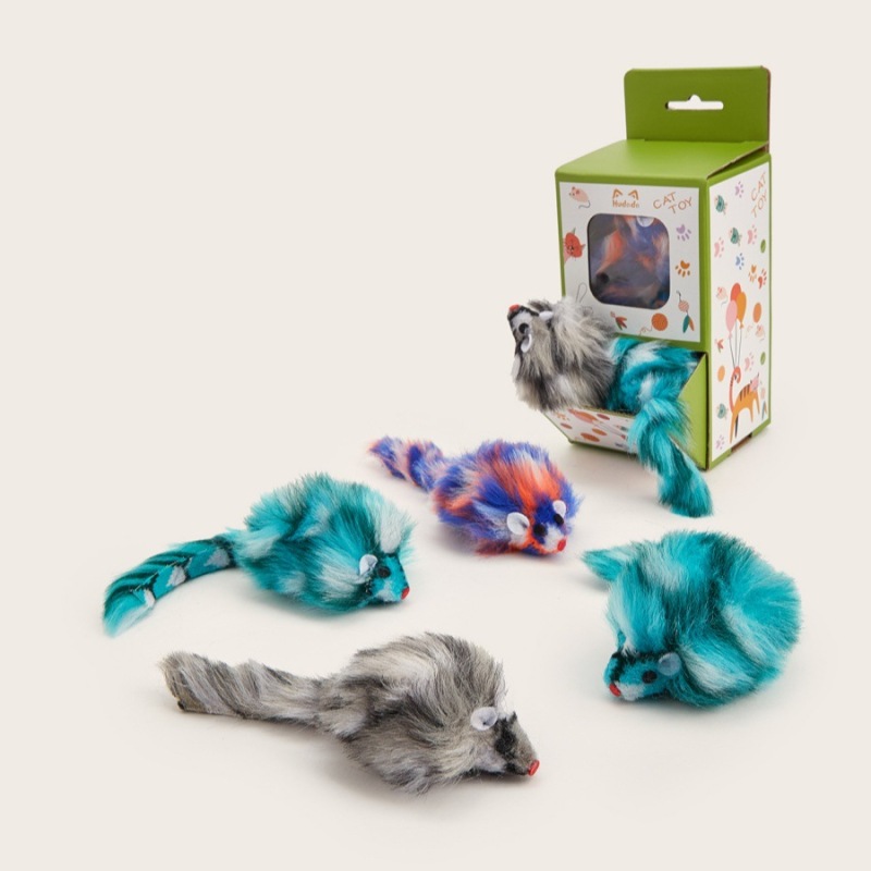 Long Haired Furry Mice Cat Toys Colorful Furry Mouse Cat Toy