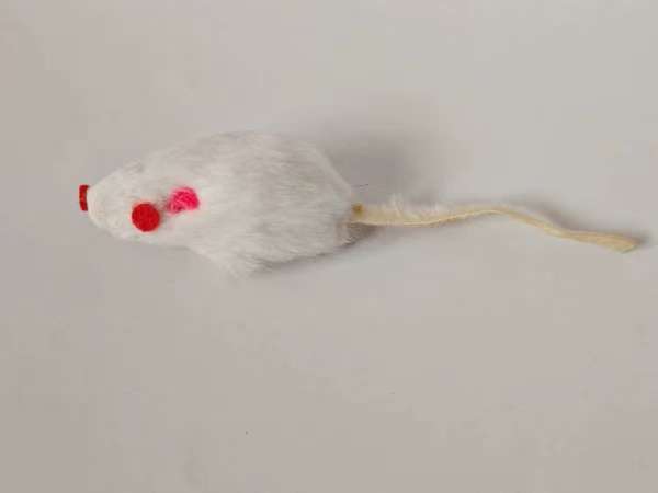 Rabbit fur mouse, fabric-eyed cat toy