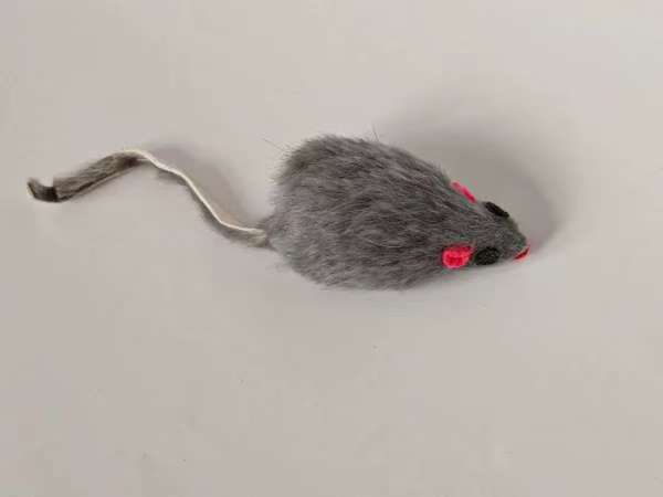 Rabbit fur mouse, fabric-eyed cat toy