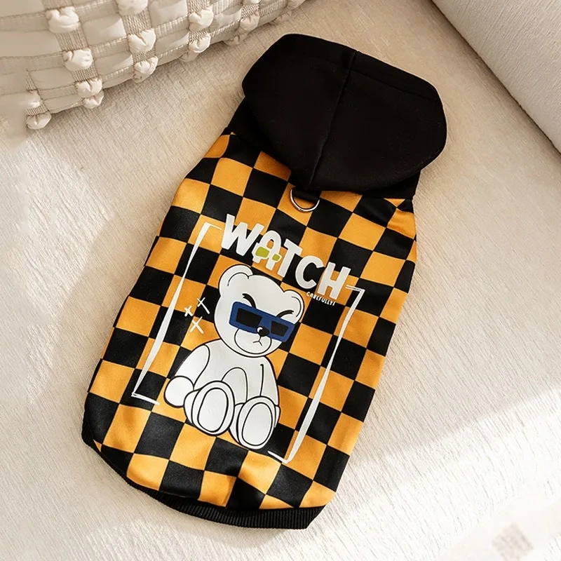 Sweatshirt for Corgi Plaid Printed Hooded Pet Dog Warm Clothing Medium Dog Popular Pullover Pet Supplies