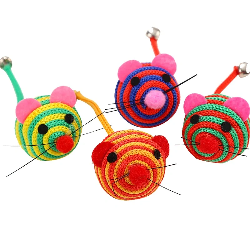 Pet Cat Toys Bell Sound Interactive to Relieve Boredom Cute and Fun Cat Toy Mouse Shape 4cm Pet Supplies Random Color