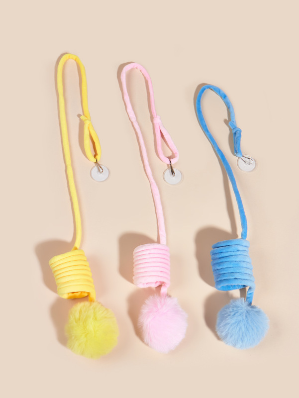 Cat toys new colored spring teasing cat ball cat self-exciting and biting suction cup hanging door rabbit hair ball