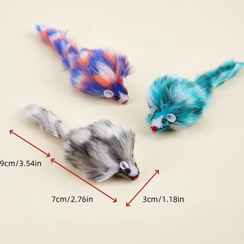 Long Haired Furry Mice Cat Toys Colorful Furry Mouse Cat Toy Small Mouse Kitten Interactive Toy
