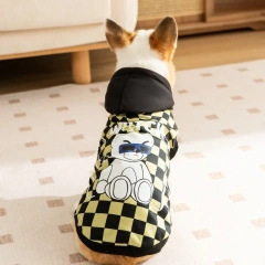 Sweatshirt for Corgi Plaid Printed Hooded Pet Dog Warm Clothing Medium Dog Popular Pullover Pet Supplies