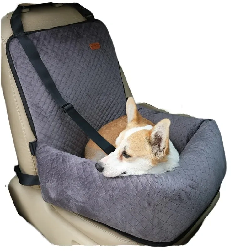 Medium to Large Dog Travel Car Seat Cotton Elevated Dog Bed Bucket Seat with Solid Pattern for Pet Owners