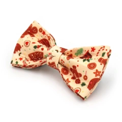 2025 Christmas Gingerbread Cat Bow Collar Brown Webbing Cat Collar Buckle with Bell Fancy Cat Collar Laser