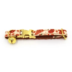 2025 Christmas Gingerbread Cat Bow Collar Brown Webbing Cat Collar Buckle with Bell Fancy Cat Collar Laser