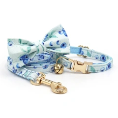 Personalized Cat Collar with Bell Name Custom Small Dog Collar Lead Rope Bow tie for Puppy Kittens Necklace Cat Leash for Walk