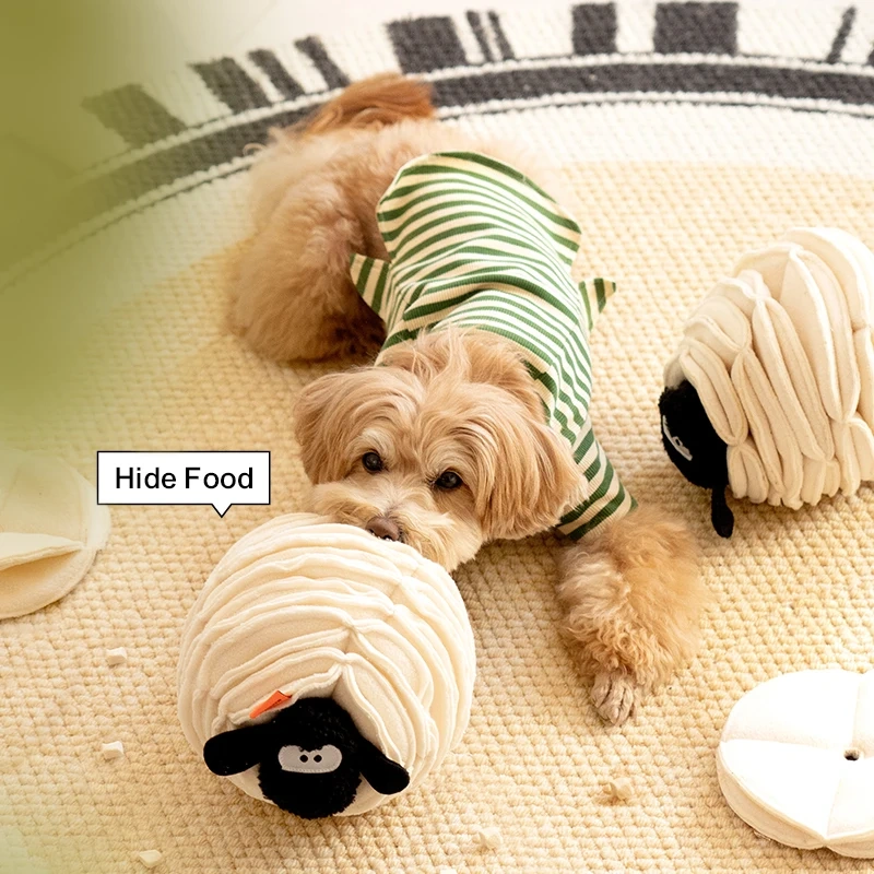 Nice Quality Sheep Shaped Pet Snuffling Plush Chew Toy Dog Feeding Eating Puzzle Toy