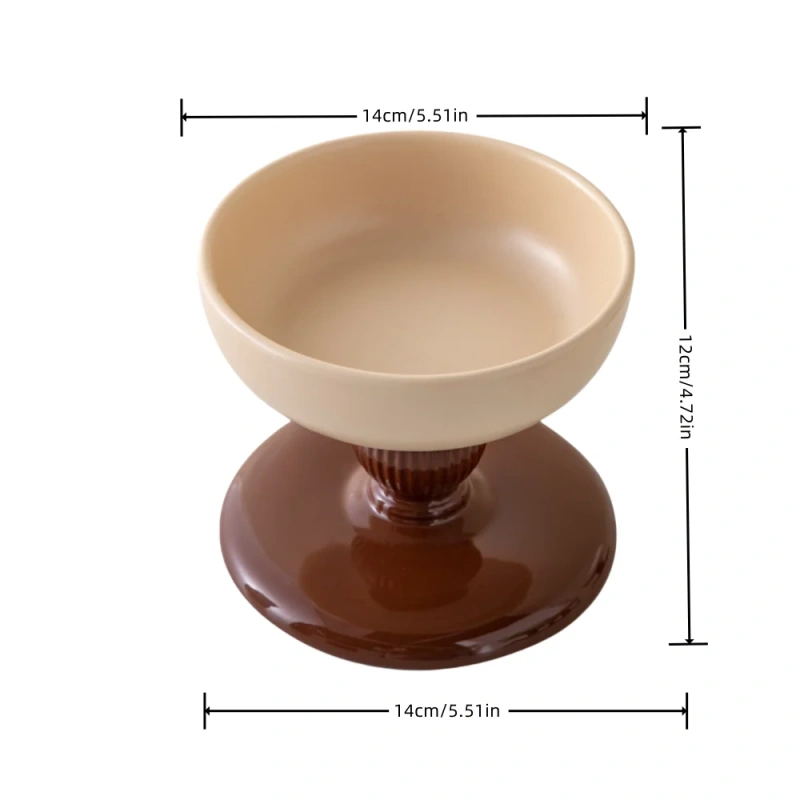 Elevated ceramic pet bowl for cats and dogs, pet drinking bowl, neck-friendly design, anti-tipping base, promote healthy digesti