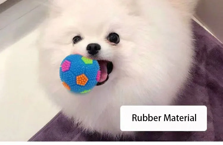 LED Light Squeaky Pet Dog Ball Toys Rubber Chew Tooth Cleaning Puppy Pet Football Toys
