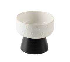 Eco-Friendly Durable Ceramic Pet Food Bowls with Wooden Stand 2 in 1 Protective Cervical