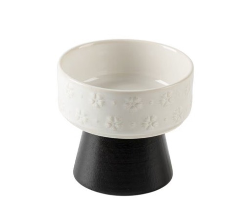 Eco-Friendly Durable Ceramic Pet Food Bowls with Wooden Stand 2 in 1 Protective Cervical