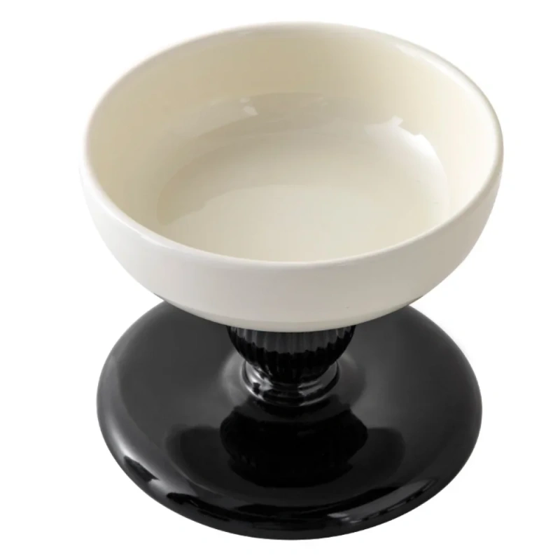 Elevated ceramic pet bowl for cats and dogs, pet drinking bowl, neck-friendly design, anti-tipping base, promote healthy digesti