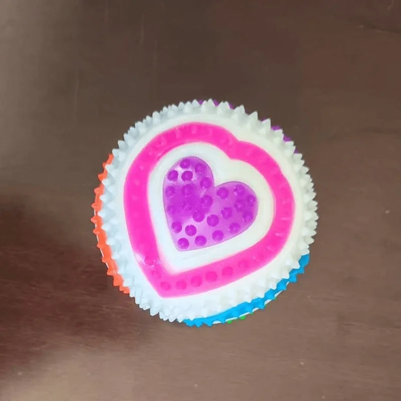 5pcs Heart Shape TPR Dog Chew Toy Set Bite Resistant Pet Teething Ball with Squeaky Sound for Puppy