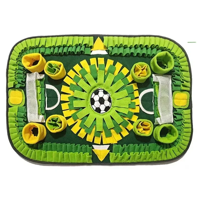 Interactive Snuffle Mat Dogs Cats Soccer Field Design Hide Seek Treat Puzzle Mental Stimulation Anxiety Relief Pet Training Pad