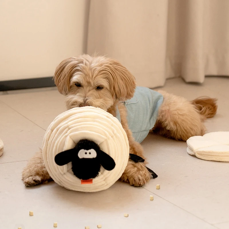 Nice Quality Sheep Shaped Pet Snuffling Plush Chew Toy Dog Feeding Eating Puzzle Toy