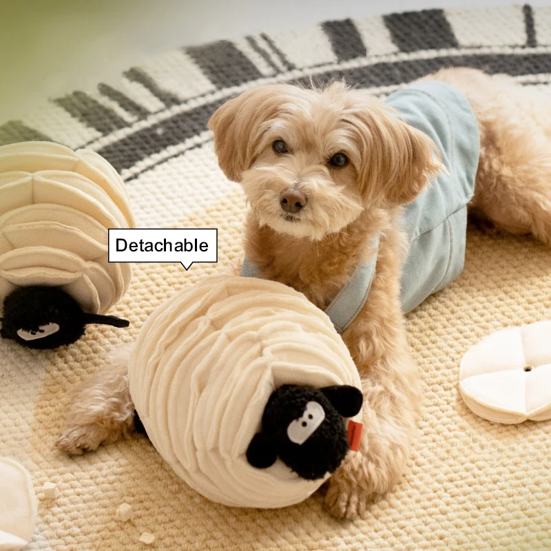 Nice Quality Sheep Shaped Pet Snuffling Plush Chew Toy Dog Feeding Eating Puzzle Toy
