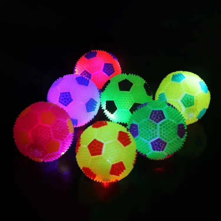 LED Light Squeaky Pet Dog Ball Toys Rubber Chew Tooth Cleaning Puppy Pet Football Toys