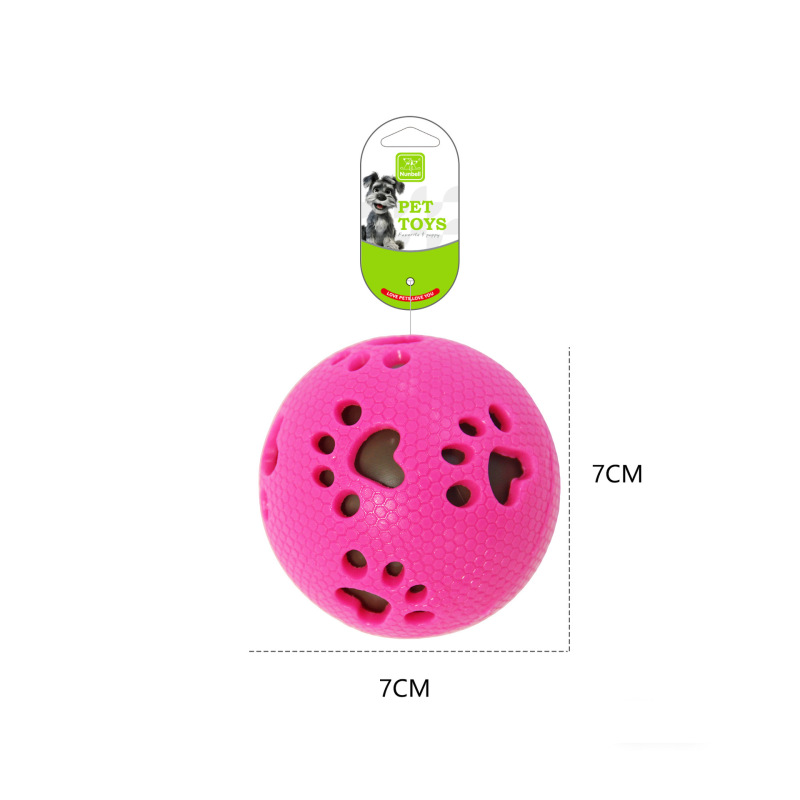 Durable Dog Toys TPR Hollow Bone & Paw Chew with Squeaker for Teeth Cleaning