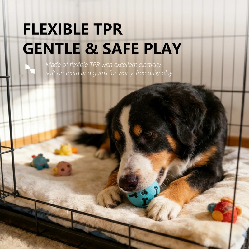 Nunbell Durable Dog Toys TPR Hollow Bone & Paw Chew with Squeaker for Teeth Cleaning and Indoor Use