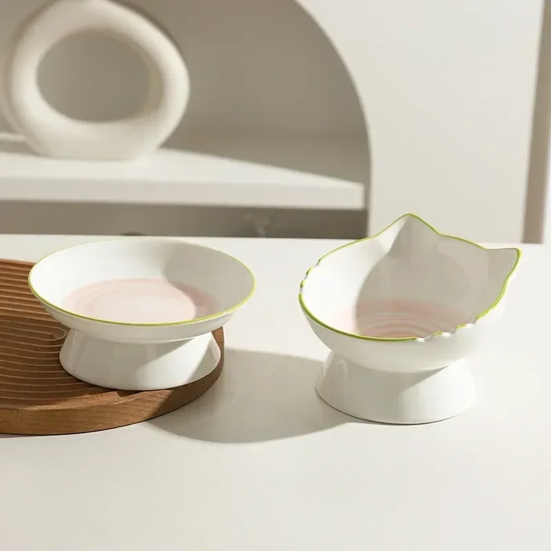 1pc Cat Bowl Elevated Elevated Food Stable and Protects Pet Spine Durable Pet Feeding Dish Water Easy To Clean Canned