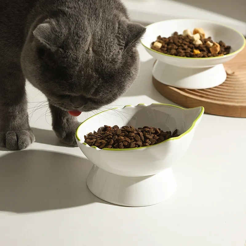 1pc Cat Bowl Elevated Elevated Food Stable and Protects Pet Spine Durable Pet Feeding Dish Water Easy To Clean Canned