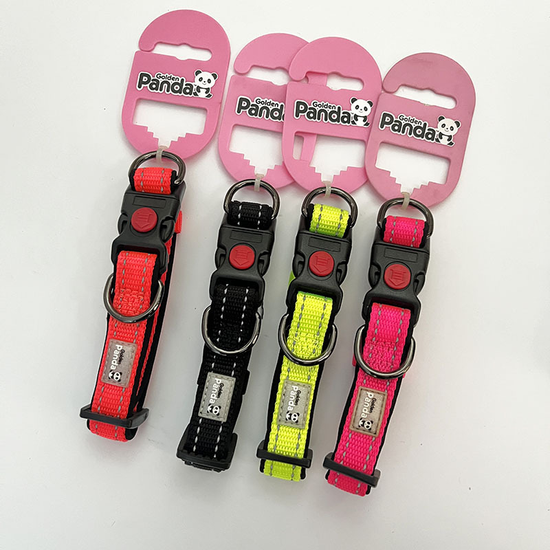 Reflective Dog Collar Durable Strong Double D Ring Safety Nylon Collars