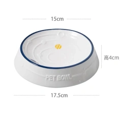 New Arrival Eco-Friendly PET Ceramic Tall Cat Bowl Durable Oval Shape Anti-Vomiting Tilted Elevated Pet Food Bowl