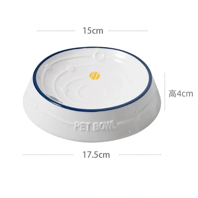 New Arrival Eco-Friendly PET Ceramic Tall Cat Bowl Durable Oval Shape Anti-Vomiting Tilted Elevated Pet Food Bowl