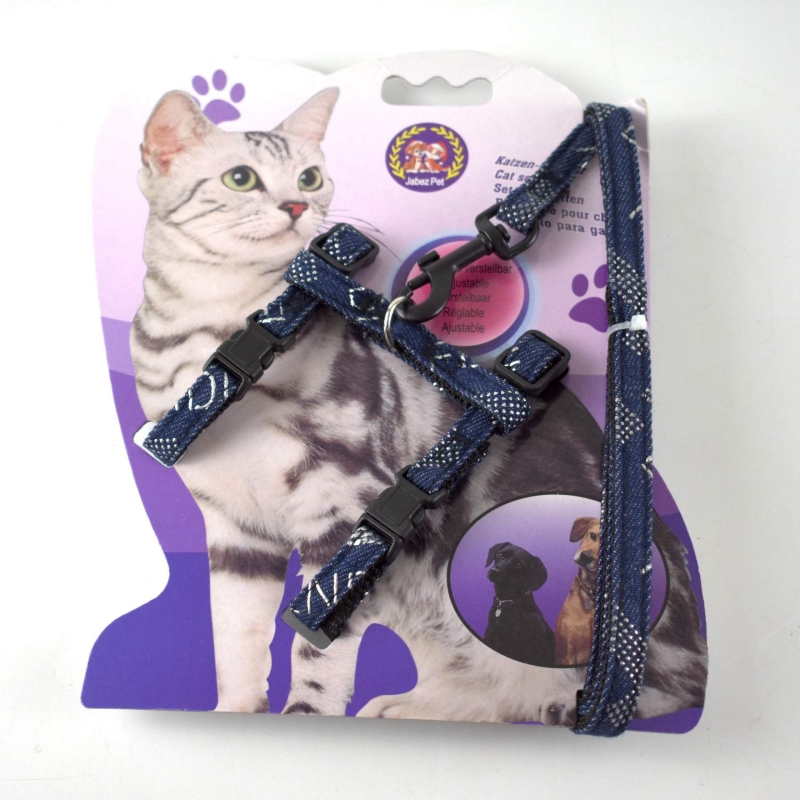 Denim Print Cat Chest Strap