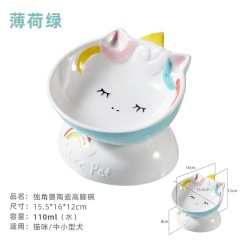 Ceramic High Foot Bowl Pet Oblique Mouth Pet Ceramic Bowl