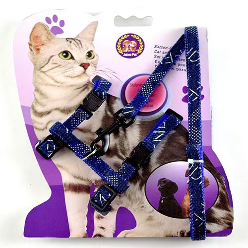 Denim Print Cat Chest Strap