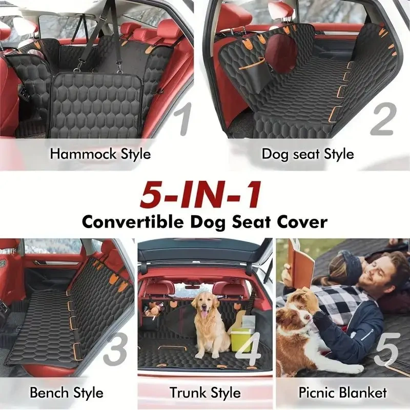 High Quality 4-in-1 Convertible Dog Hammock 100% Waterproof Non-Slip Anti-Scratch Pet Dog Car Seat Cover for Back Seat