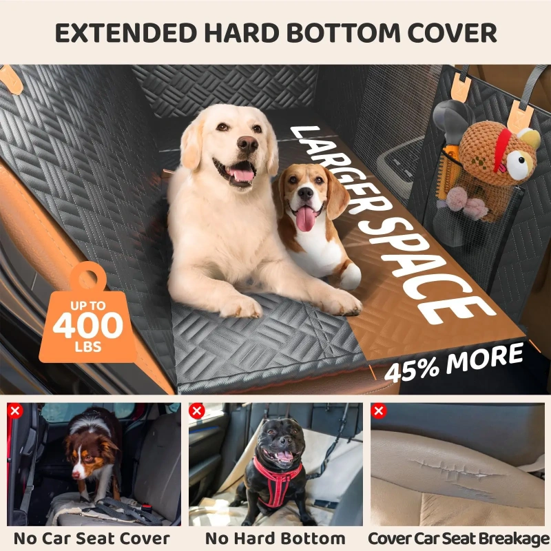 Winter Pet Dog Hammock for Car SUV Trucks Waterproof Hard Bottom Back Seat Extender for Dogs Back Seat Cover Dog Car Seat Cover