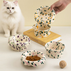 Ceramic cat pet bowl (double bowl)