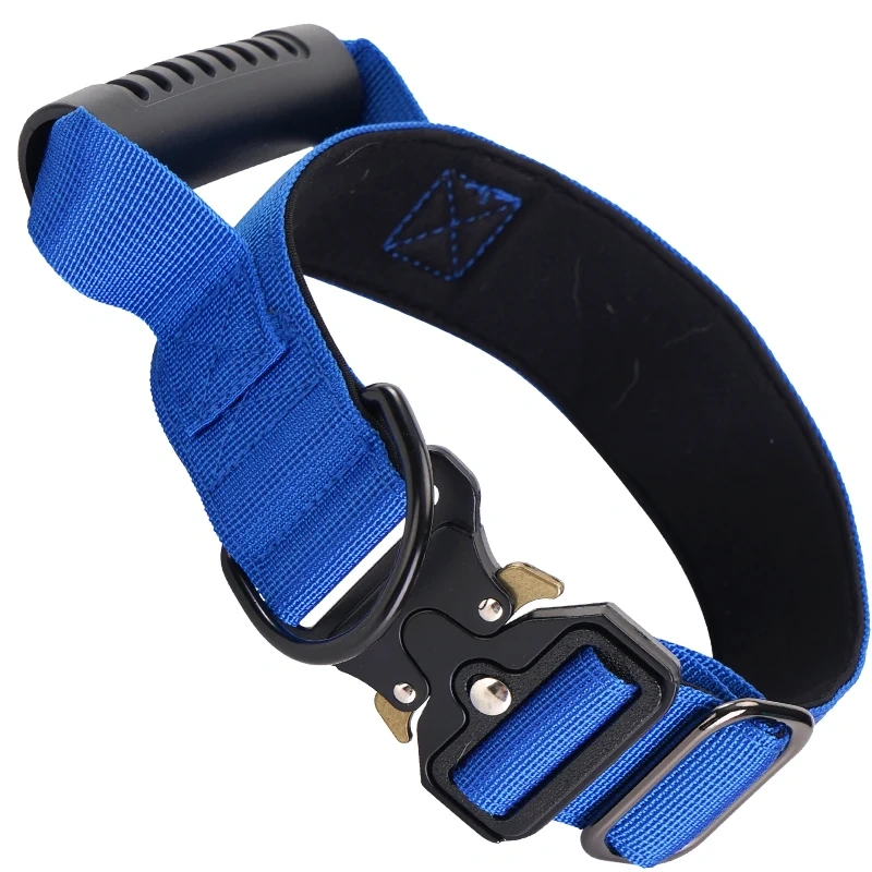 Tactical Dog Collar for Medium Large Dogs, Heavy Duty Dog Collars with Handle, Metal Buckle Dog Training Collar, Thick Military