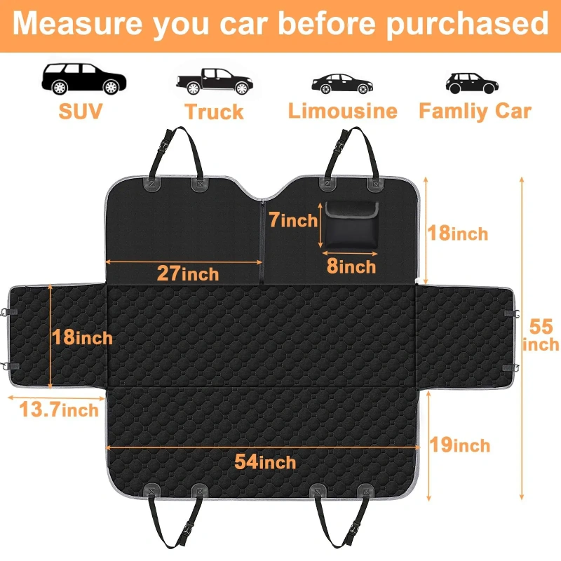 Durable Nonslip Eco-friendly 600D Oxford Cloth Dog Hammock Scratchproof Backseat Cover Side Flaps for Dogs Custom Car Covers