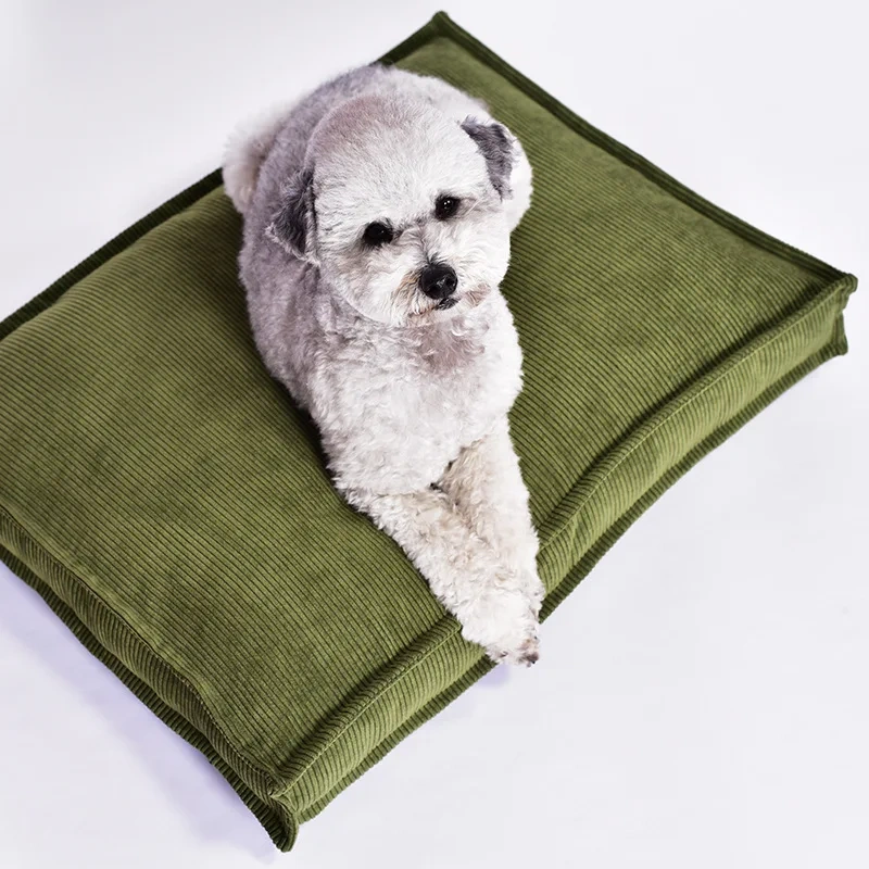 Factory Direct Sale Pet Supplies Detachable Washable Corduroy Dog Bed Pet Mat Soft Short Plush for Spring Autumn Solid Pattern