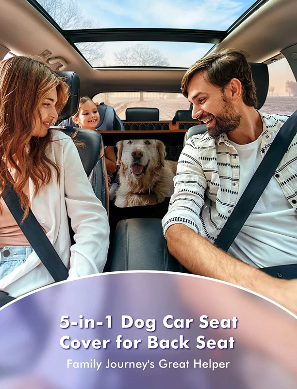 60/40 Split 100% Waterproof Dog Car Hammock Scratchproof Nonslip Back Seat Protector 6-in-1 Back Seat Dog Car Seat Cover