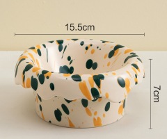 Ceramic cat pet bowl (double bowl)