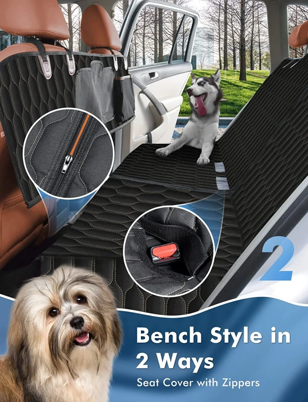 60/40 Split 100% Waterproof Dog Car Hammock Scratchproof Nonslip Back Seat Protector 6-in-1 Back Seat Dog Car Seat Cover
