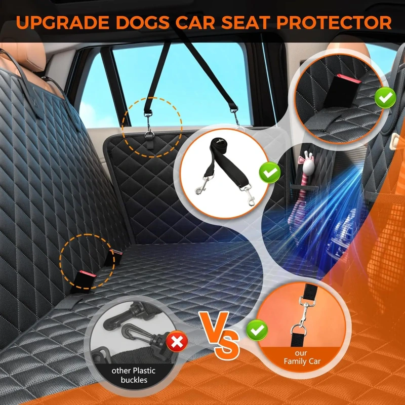 Waterproof Dog Car Seat Cover with 500lbs Support, Non-Slip Design for SUV and Truck Back Seats