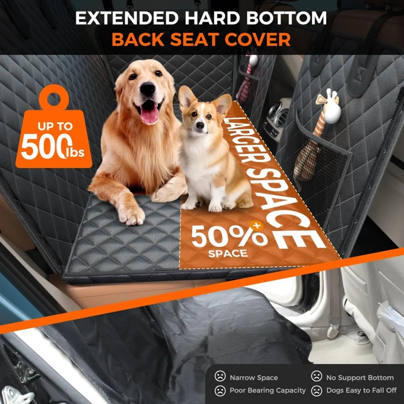 Waterproof Dog Car Seat Cover with 500lbs Support, Non-Slip Design for SUV and Truck Back Seats