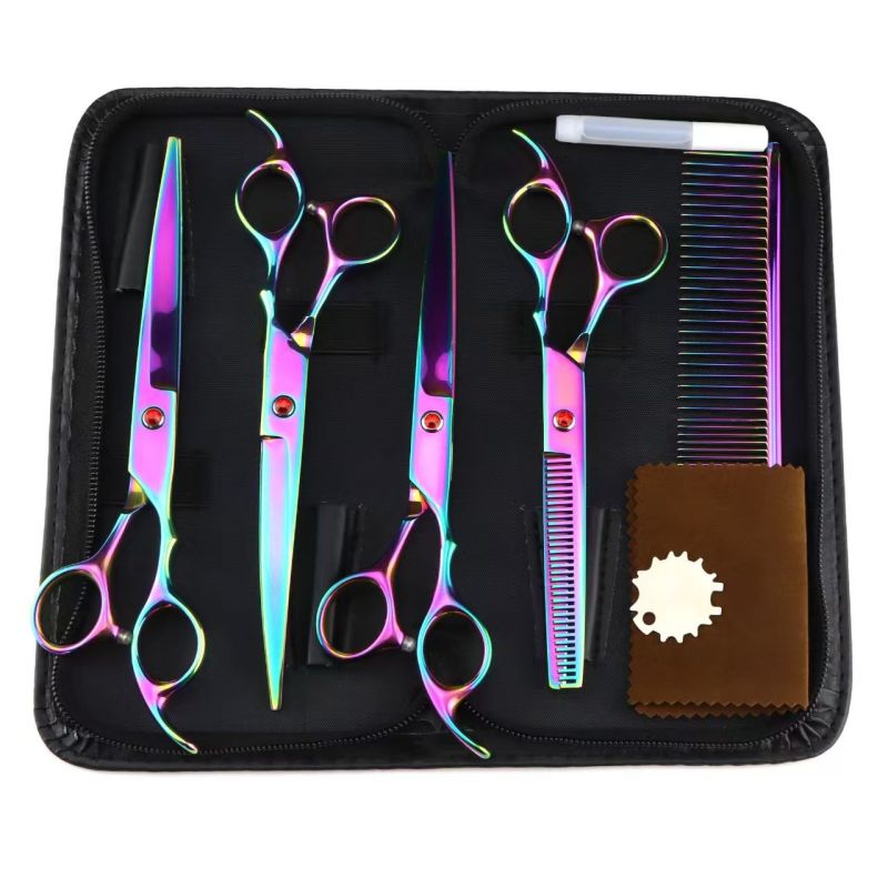 7 Inch Various Colors Grooming Scissors for Dogs Pet Beauty Scissor Set Stylist Scissor Kit