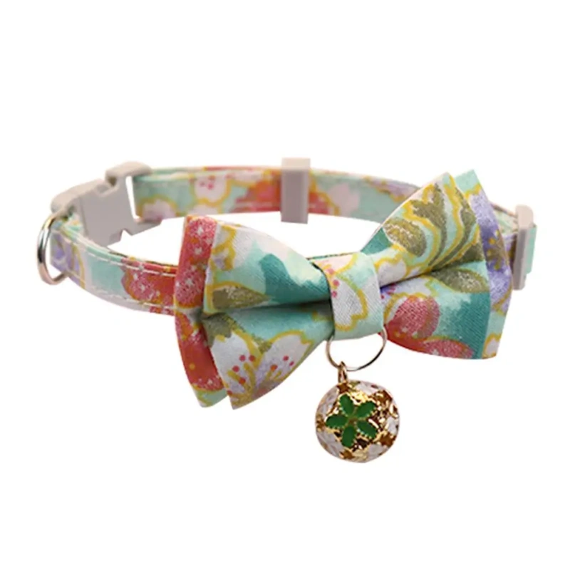 Cat Collar Breakaway With Cute Bow Adjustable Pet Cat Collar Collar Pet Safety Dog Necklace With Adjustable Bell And Bownot G7A8